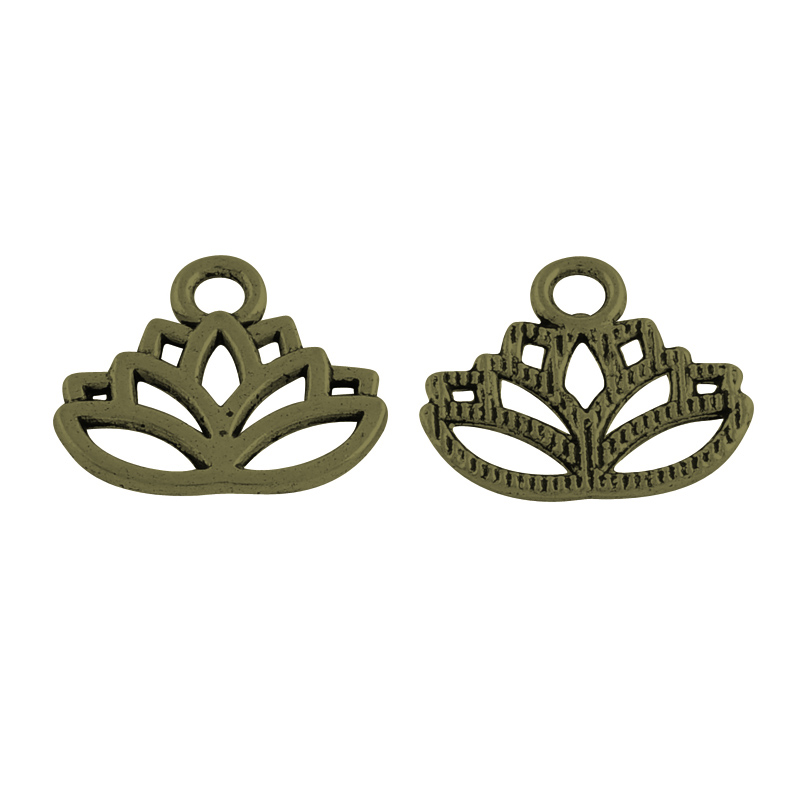 PandaHall Tibetan Style Alloy Charms, Yoga Lutos Cadmium Free & Nickel Free & Lead Free, Antique Bronze, 15x17x1mm, Hole: 3mm; about...