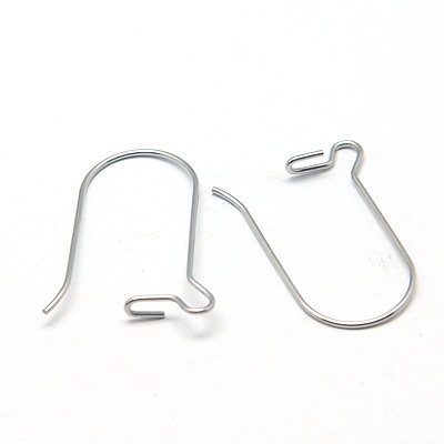 PandaHall 304 Stainless Steel Hoop Earrings Findings Kidney Ear Wires, 25x17mm, Pin: 0.7mm Stainless Steel