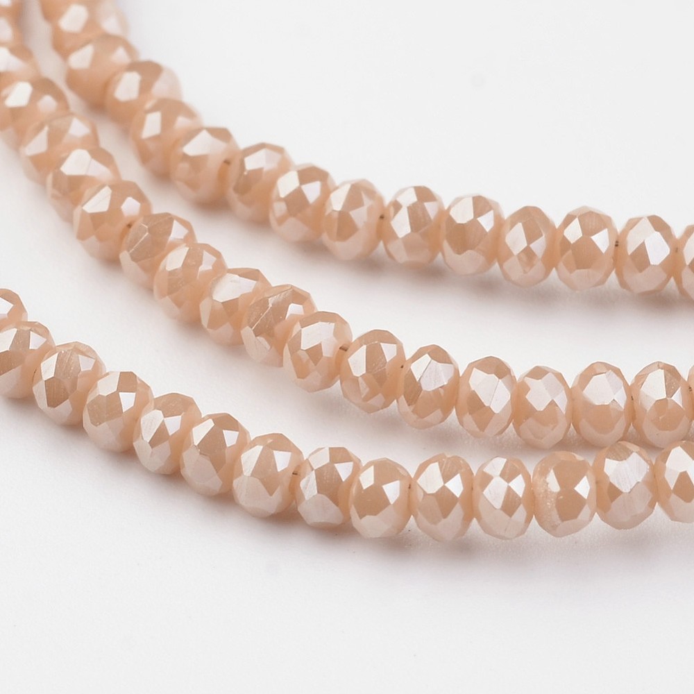 PandaHall Electroplate Glass Beads Strands, Imitation Jade, Full Rainbow Plated, Faceted Rondelle, NavajoWhite, 3x2mm, Hole: 1mm; about...