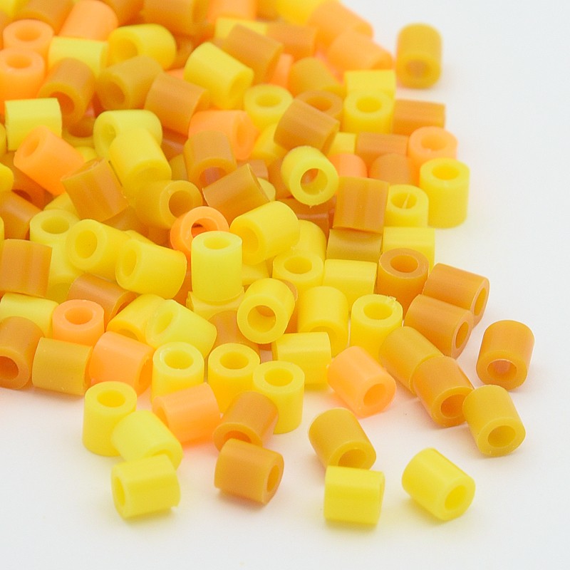 PandaHall Mixed PE DIY Melty Beads Fuse Beads Refills, Tube, Yellow, 5x5mm, Hole: 3mm Plastic Tube Yellow
