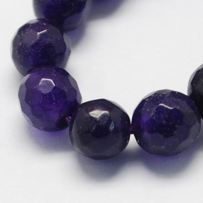 PandaHall Natural Jade Bead Strands, Dyed, Faceted, Round, MidnightBlue, 8mm; Hole: 1mm, about 48pcs/strand, 14.9" Other Jade Round Blue