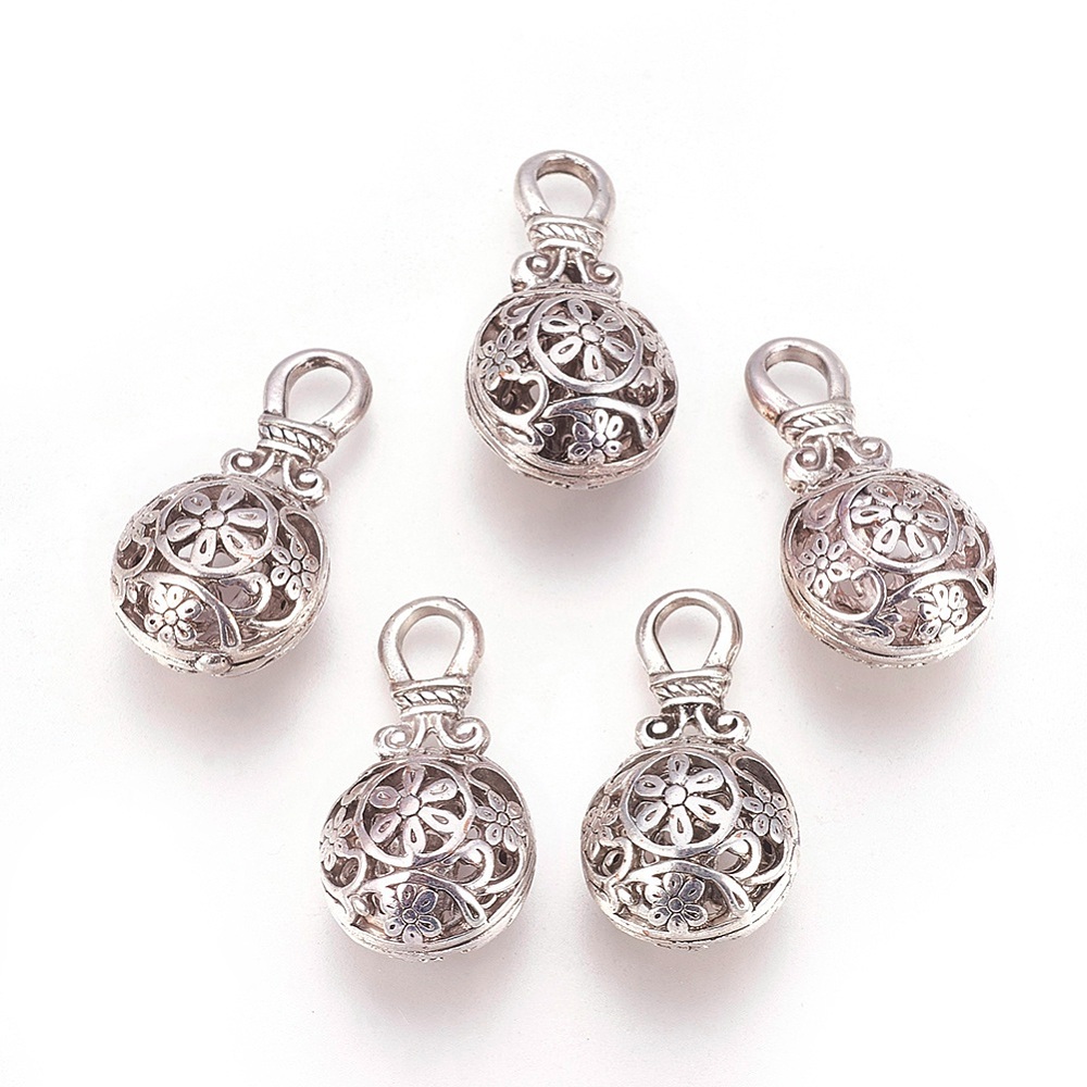 PandaHall Alloy Pendants, Lead Free & Nickel Free, Flat Round, Antique Silver Color, Size: about 17mm wide, 31.5mm long, 14.5mm thick, hole...