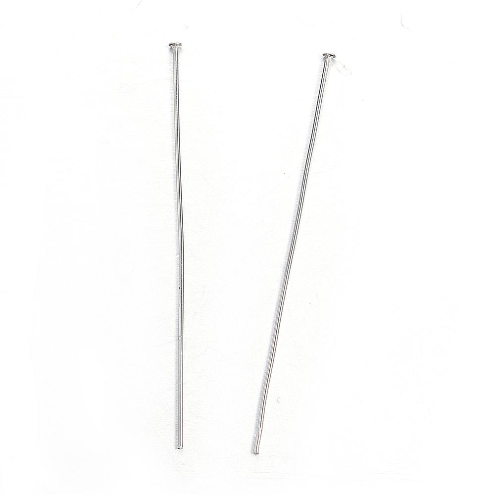 PandaHall 304 Stainless Steel Head pins, Stainless Steel Color, 50mm, Pin: 0.8mm; Head: 1.5mm Stainless Steel