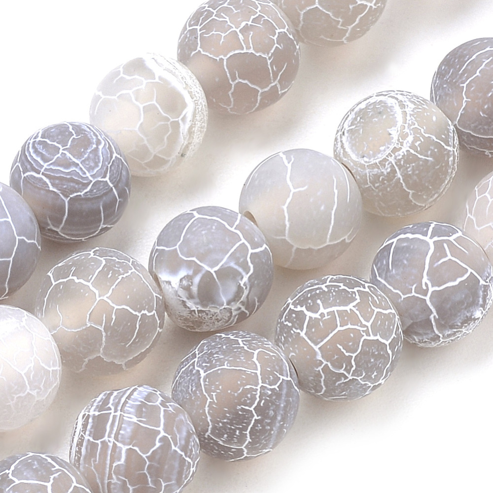 PandaHall Natural Weathered Agate Beads Strands, Frosted, Dyed, Round, Thistle, 8mm, Hole: 1mm; about 50pcs/strand, 15.7" Weathered Agate...