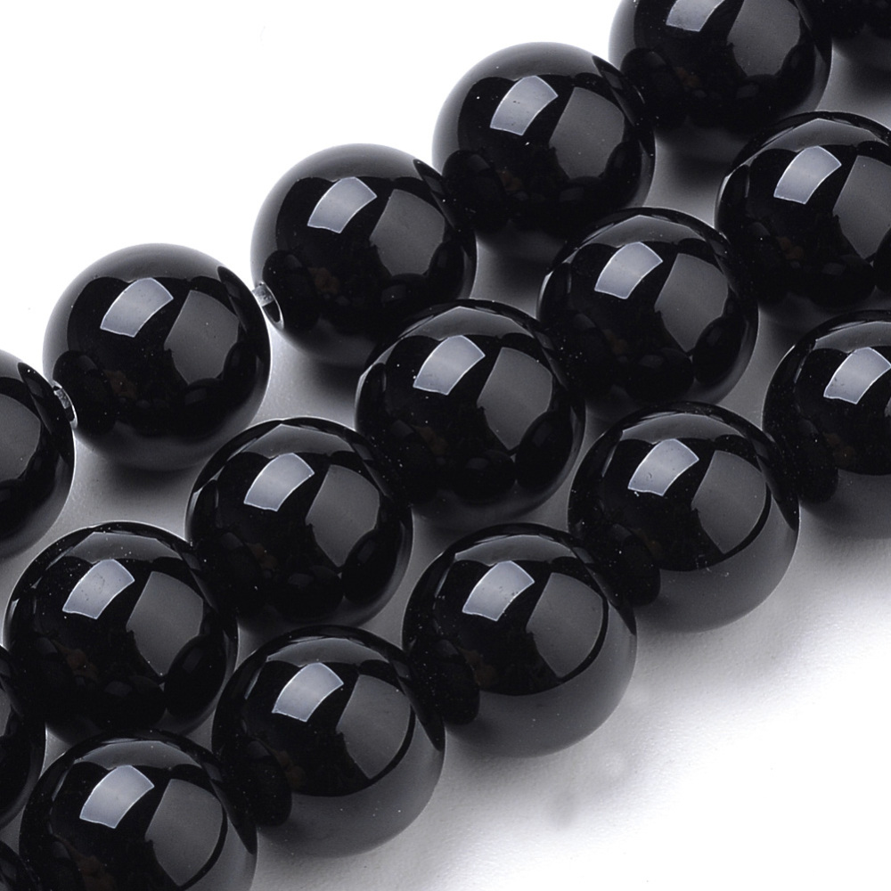 PandaHall Natural Black Obsidian Beads Strands, Round, 6mm, Hole: 1mm; about 70pcs/strand, 15.7" Obsidian Round