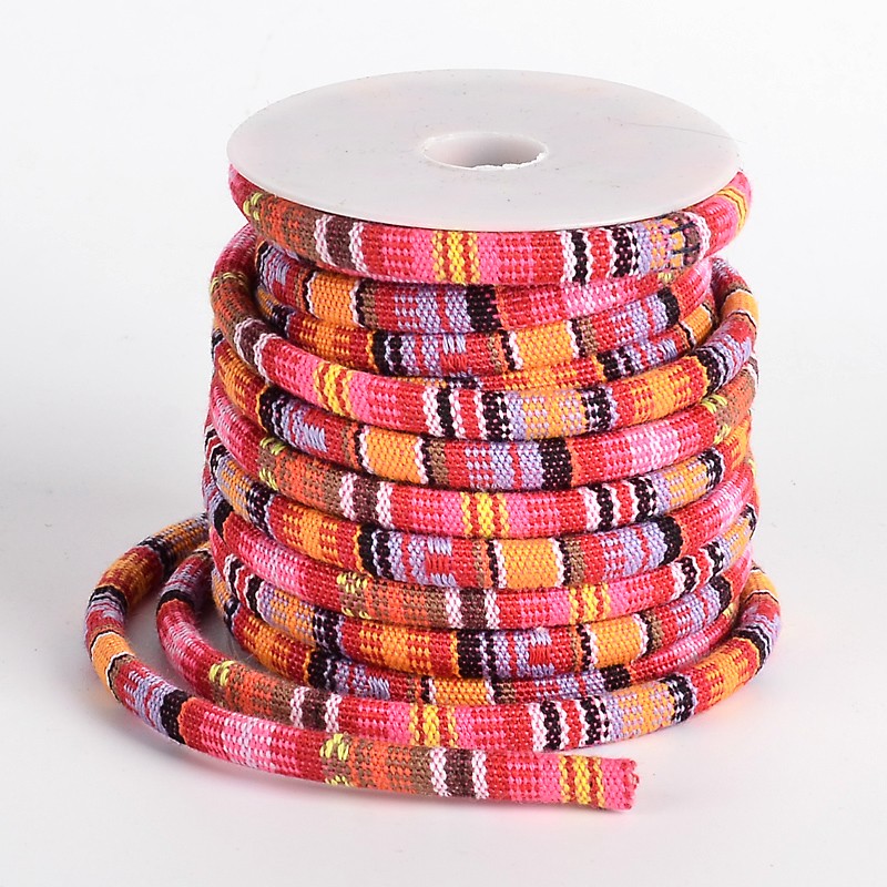 PandaHall Ethnic Cord Polyester Cords, Colorful, 7x5mm, 10yards/roll Polyester