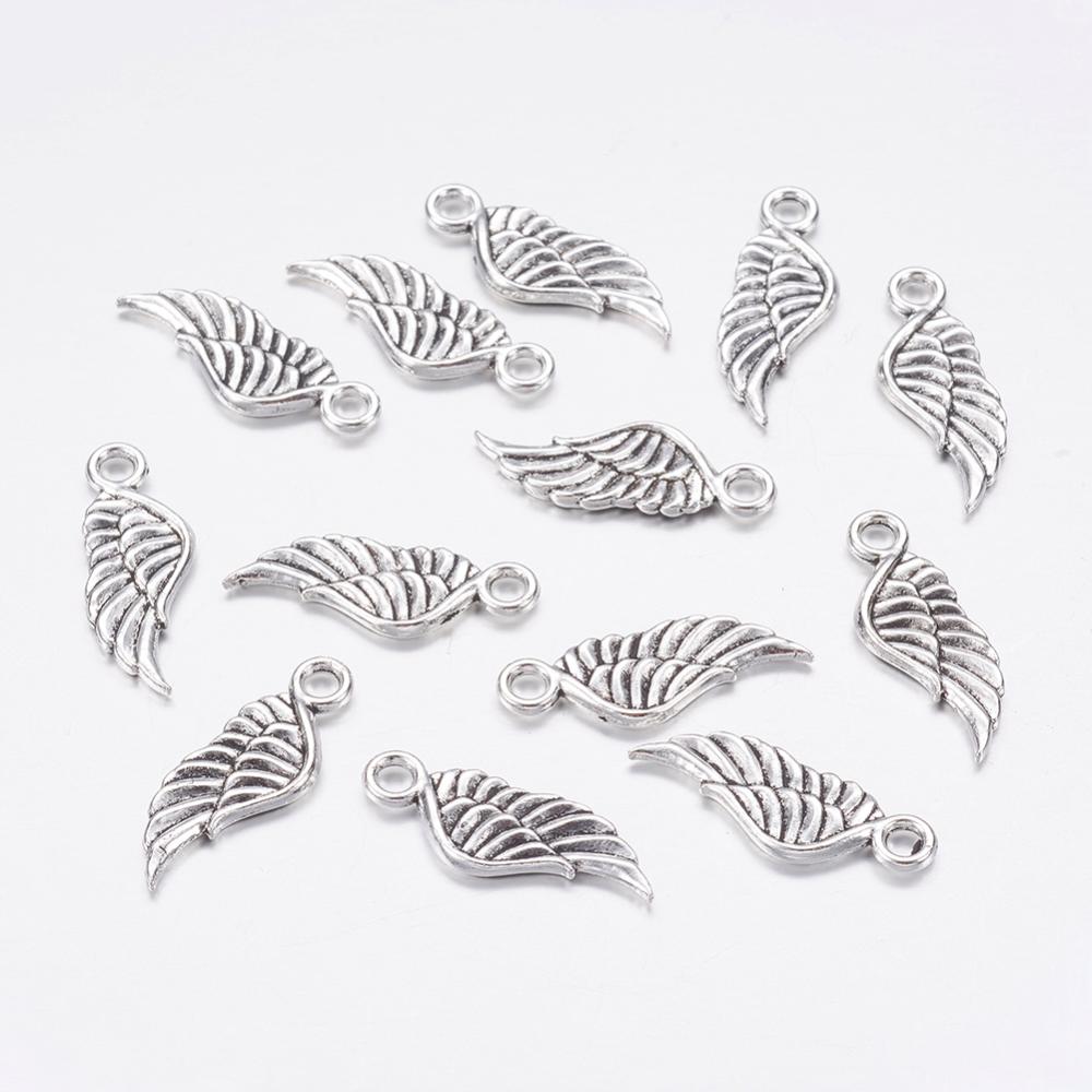 PandaHall Tibetan Style Zinc Alloy Wing Pendants, Lead Free & Cadmium Free, Antique Silver, 20.7x7.5x1.5mm, Hole: 2.5mm Alloy Wing