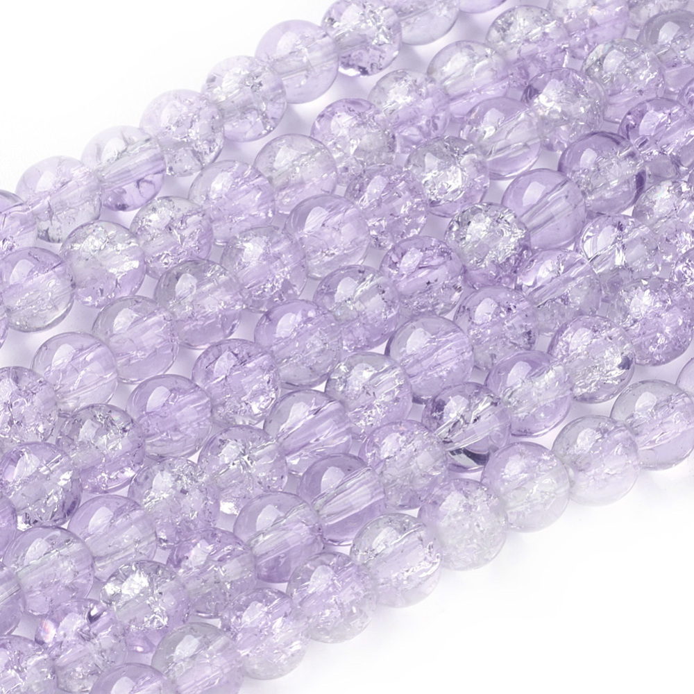 PandaHall Spray Painted Crackle Glass Beads Strands, Round, Plum, 6mm; Hole: 1.3~1.6mm, 31.4" Round Purple