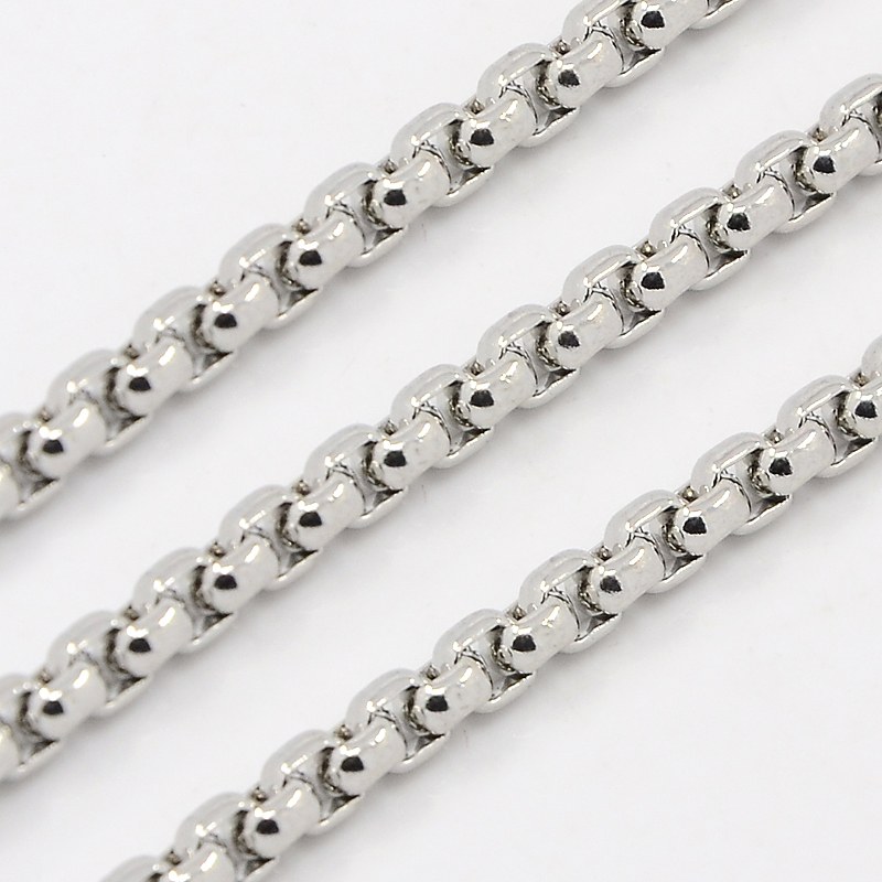 PandaHall 304 Stainless Steel Cable Chains, Stainless Steel Color, 3.5x3.5mm Stainless Steel