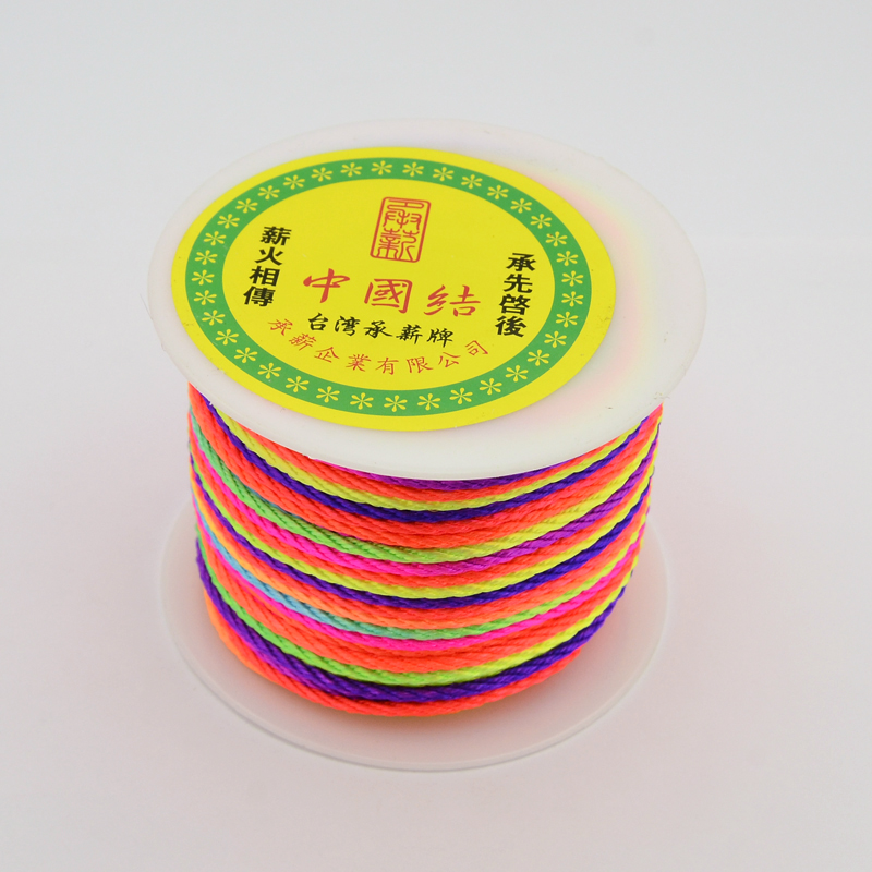 PandaHall Round String Thread Polyester Fibre Cords, Colorful, 2mm, about 50m/roll Polyester