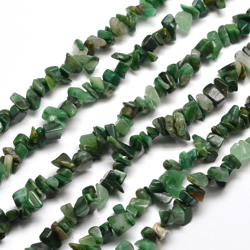 PandaHall Natural African Jade Chip Bead Strands, 5~8x5~8mm, Hole: 1mm; about 31.5" African Jade Chip