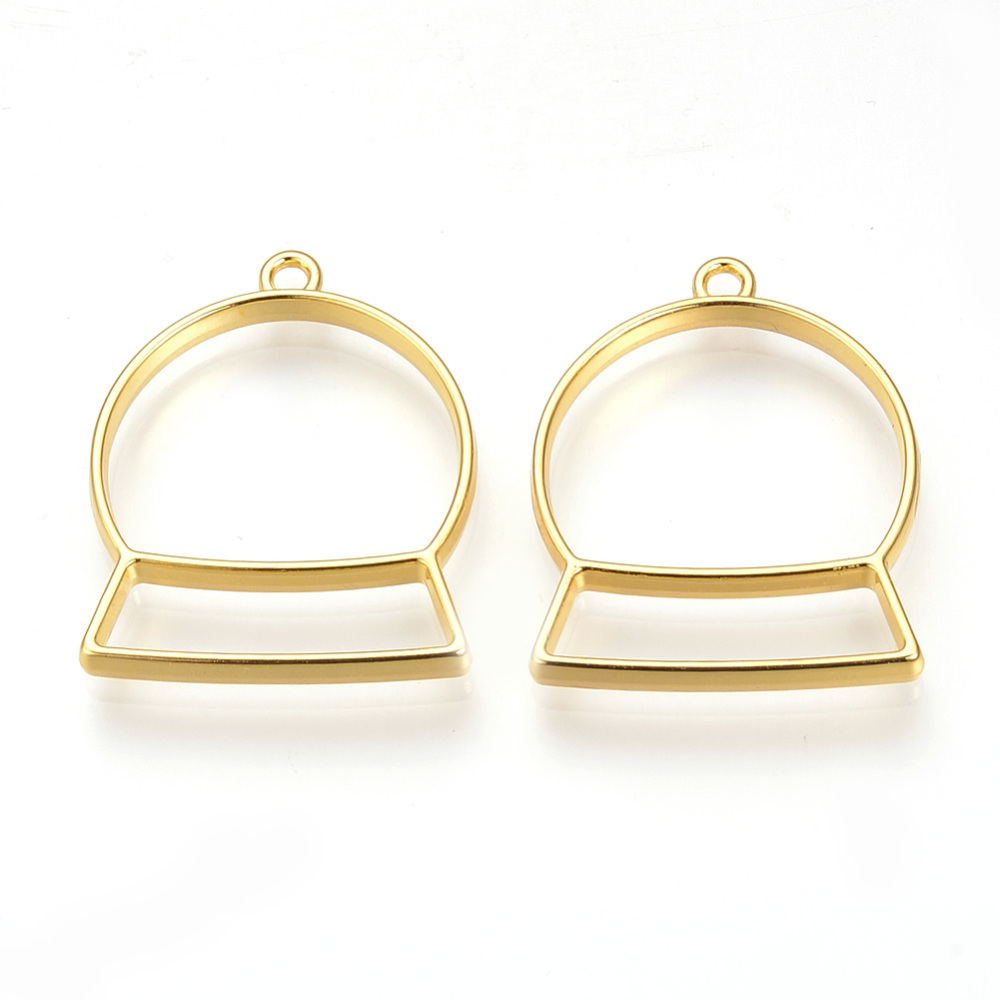 PandaHall Rack Plating Alloy Open Back Bezel Pendants, For DIY Resin, Pressed Flower Jewelry, Lead Free & Nickel Free, Golden, 33x27x3.5mm...