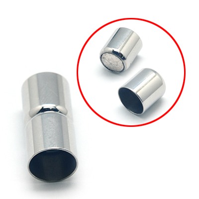 PandaHall 304 Stainless Steel Magnetic Clasps, Column, 19x9mm, Hole: 8mm Stainless Steel Column