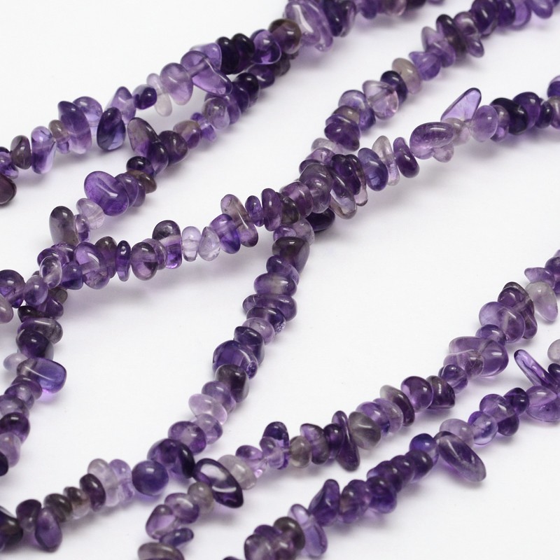 PandaHall Chips Natural Amethyst Beads Strands, 3~8x3~12x3~5mm, Hole: 1mm; about 32" Amethyst Chip