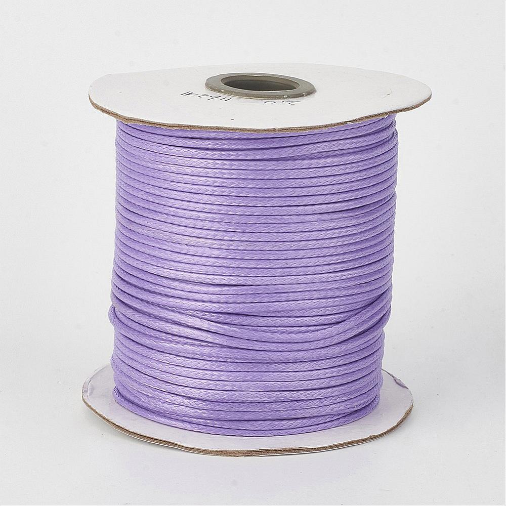 PandaHall Environmental Korean Waxed Polyester Cord, Lilac, 2mm; about 100yards/roll(91.44m/roll). Waxed Polyester Cord Purple