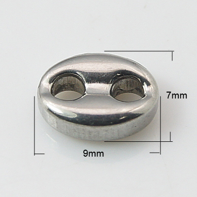 PandaHall 304 Stainless Steel Links, Coffee Bean, Stainless Steel Color, 9x7x3mm, Hole: 2mm Stainless Steel Oval