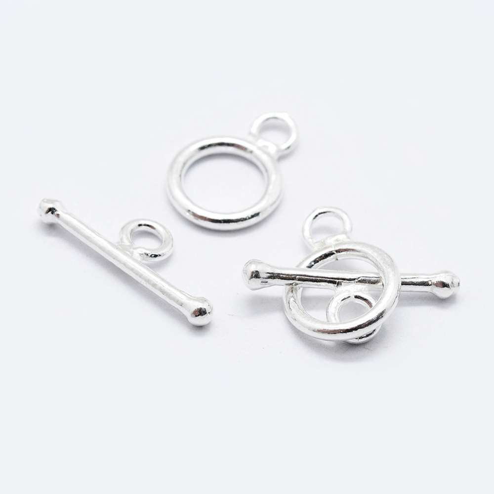 PandaHall 925 Sterling Silver Toggle Clasps, Ring, Silver, 12.5x9x1.5mm, Hole: 2mm Sterling Silver Ring Silver