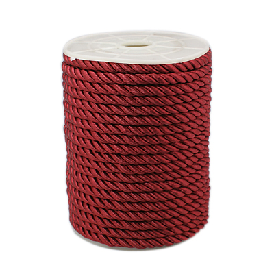 PandaHall Twisted Nylon Thread, DarkRed, 5mm, about 18~19yards/roll(16.4m~17.3m/roll) Nylon Red