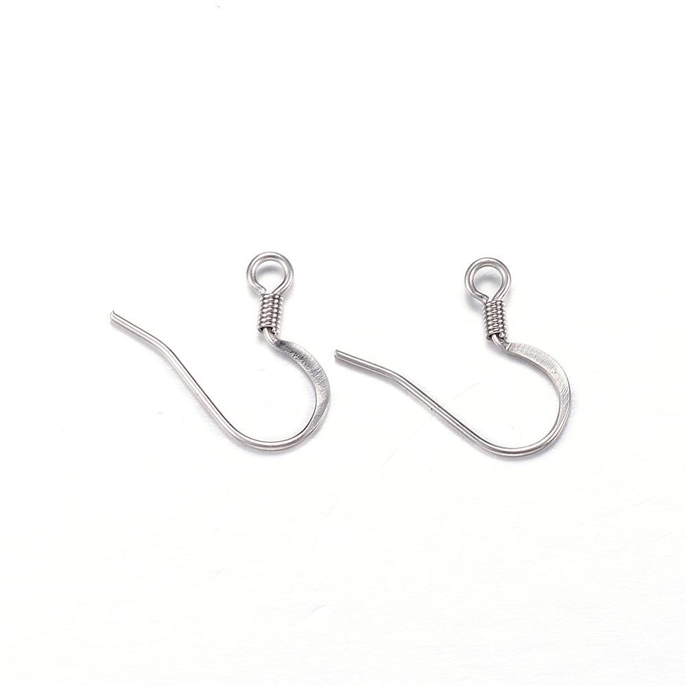 PandaHall 304 Stainless Steel Earring Hooks, Stainless Steel Color, 14x17x2mm, Hole: 2mm; Pin: 0.8mm Stainless Steel