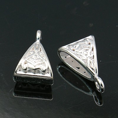 PandaHall Tibetan Silver Hangers, Bail Beads, Lead Free, Nickel Free and Cadmium Free, Silver, about 15.5mm long, 10mm wide, 7mm thick, hole...