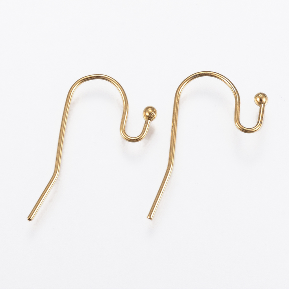 PandaHall 304 Stainless Steel Earring Hooks, Golden, 21x12x2mm; Pin: 0.8mm Stainless Steel