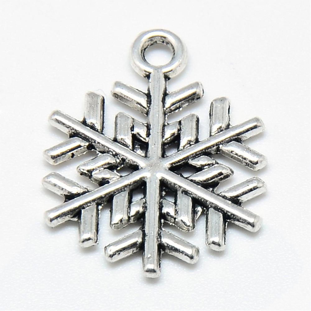 PandaHall Tibetan Style Alloy Pendants, Snowflake, Lead Free & Cadmium Free, Antique Silver, 20x15.5x1.5mm, Hole: 1.5mm; about 990pcs/1000g...