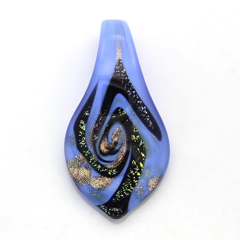 PandaHall 1Box Handmade Dichroic Glass Big Teardrop Pendants, with Random Color Cardboard Ribbon Bowknot Gift Box, RoyalBlue, 60x32x10mm...