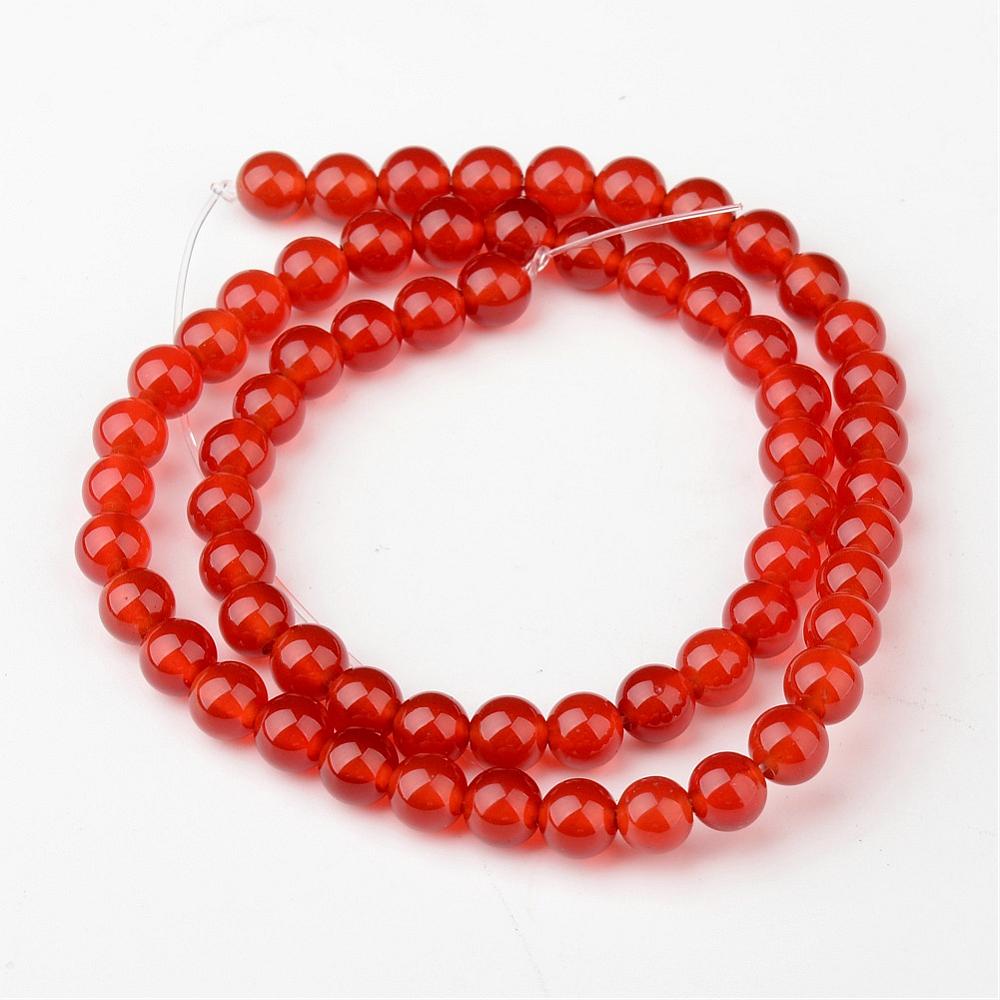 PandaHall Gemstone Beads Strands, Natural Carnelian, Dyed, Round, DarkOrange, 6mm, Hole: 0.8mm; about 65pcs/strand, 15~16" Carnelian Round...