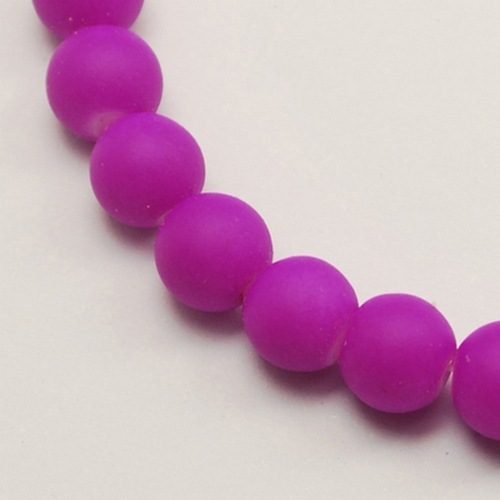 PandaHall Rubber Glass Round Beads, Magenta, 18mm, Hole: 2.5mm Glass Round Pink