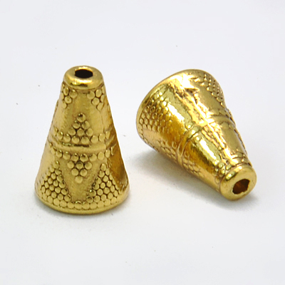 PandaHall Tibetan Style Bead Caps, Antique Golden, Lead Free and Cadmium Free, Cone, Size: about 9mm wide, 11.5mm long, hole: 2mm Alloy