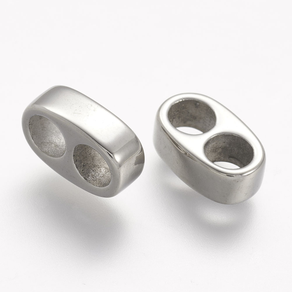 PandaHall 304 Stainless Steel Multi-strand Links, For Leather Cord Bracelets Making, Stainless Steel Color, 7.5x12x4mm, Hole: 4mm Stainless...