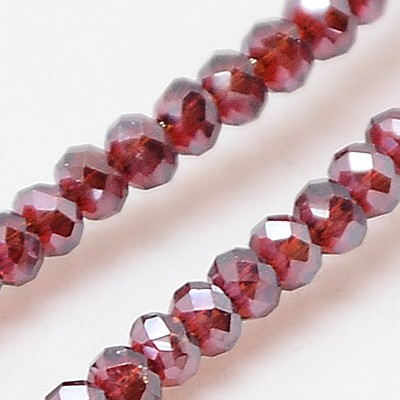 PandaHall Electroplate Glass Beads Strands, Full Rainbow Plated, Faceted, Rondelle, DarkRed, 2.5x2mm, Hole: 1mm; about 200pcs/strands, 17.5"...