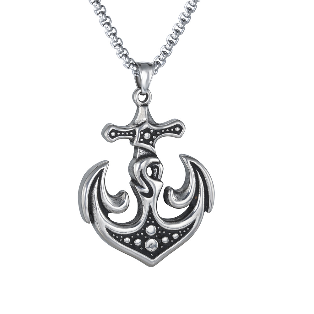 PandaHall 304 Stainless Steel Big Pendants, Anchor, Antique Silver, 54.5x42x6mm, Hole: 5.5x6mm Stainless Steel Anchor & Helm
