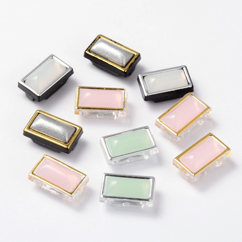 PandaHall Sew on Taiwan Acrylic, Garment Accessories, Rectangle, Mixed Color, 12.5x7.5x7mm, Hole: 1mm Acrylic Rectangle Multicolor