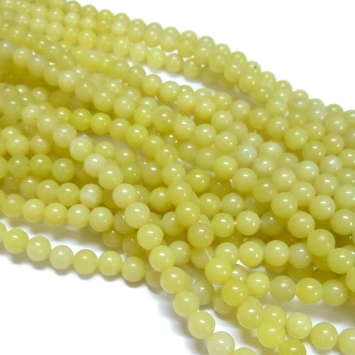 PandaHall Natural Lemon Jade Beads Strands,  Round, LemonChiffon, 6mm, Hole: 1mm; about 64pcs/strand, 15.1" Lemon Jade Round Yellow