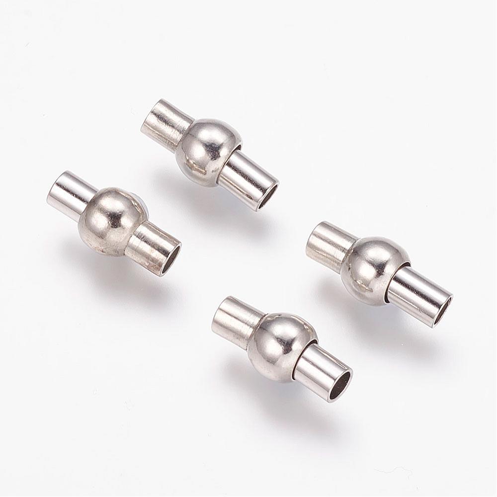 PandaHall Brass Magnetic Clasps, Nickel Free, Oval, Platinum, 16x8mm, Hole: 3mm Brass Oval