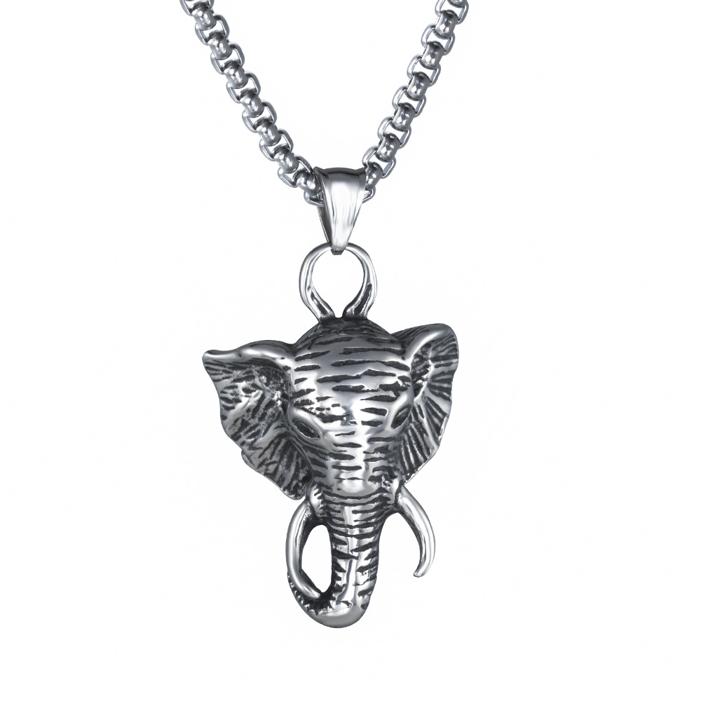 PandaHall 304 Stainless Steel Pendants, Elephant, Antique Silver, 44x30x16mm, Hole: 5mm Stainless Steel Elephant