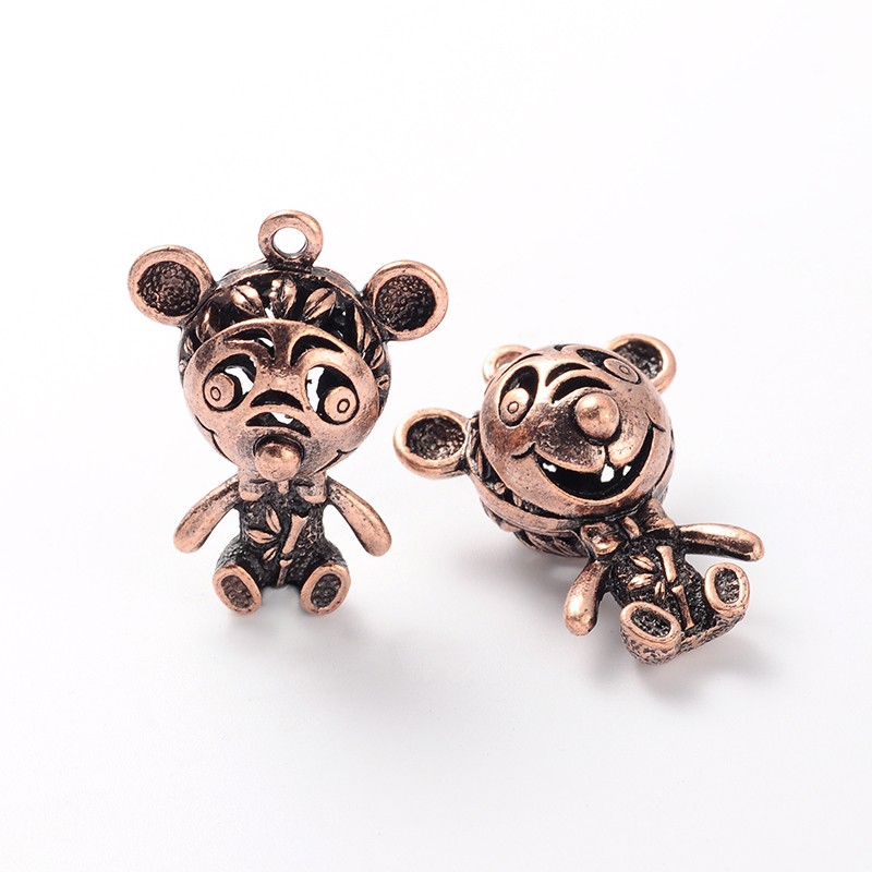PandaHall Metal Alloy Pendants, Lead Free & Nickel Free, Tiger, Red Copper Color, Size: about 25.5mm wide, 36.5mm long, 19mm thick, hole...