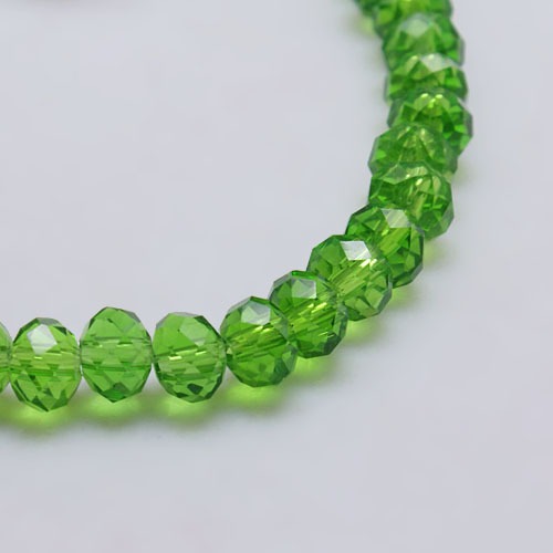 PandaHall Transparent Glass Bead Strands, Faceted, Rondelle, LimeGreen, 6x4mm, Hole: 1mm; about 101pcs/strand, 18.5" Glass Rondelle Green