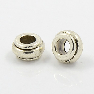 PandaHall Metal European Beads, Antique Silver, Lead Free and Cadmium Free, 10mm in diameter, 5.5mm thick, hole: 4.5mm Alloy Others