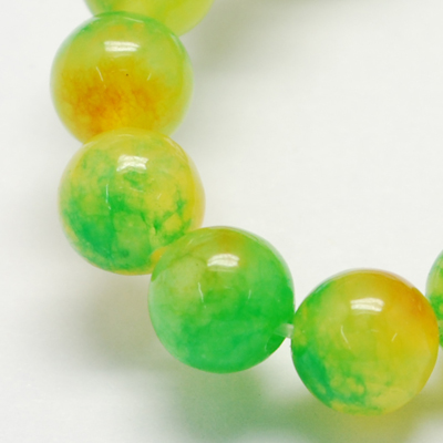 PandaHall Two Tone Natural Jade Bead Strands, Dyed, Round, GreenYellow, 8mm; Hole: 1mm, about 48pcs/strand, 14.9" Other Jade Round Green
