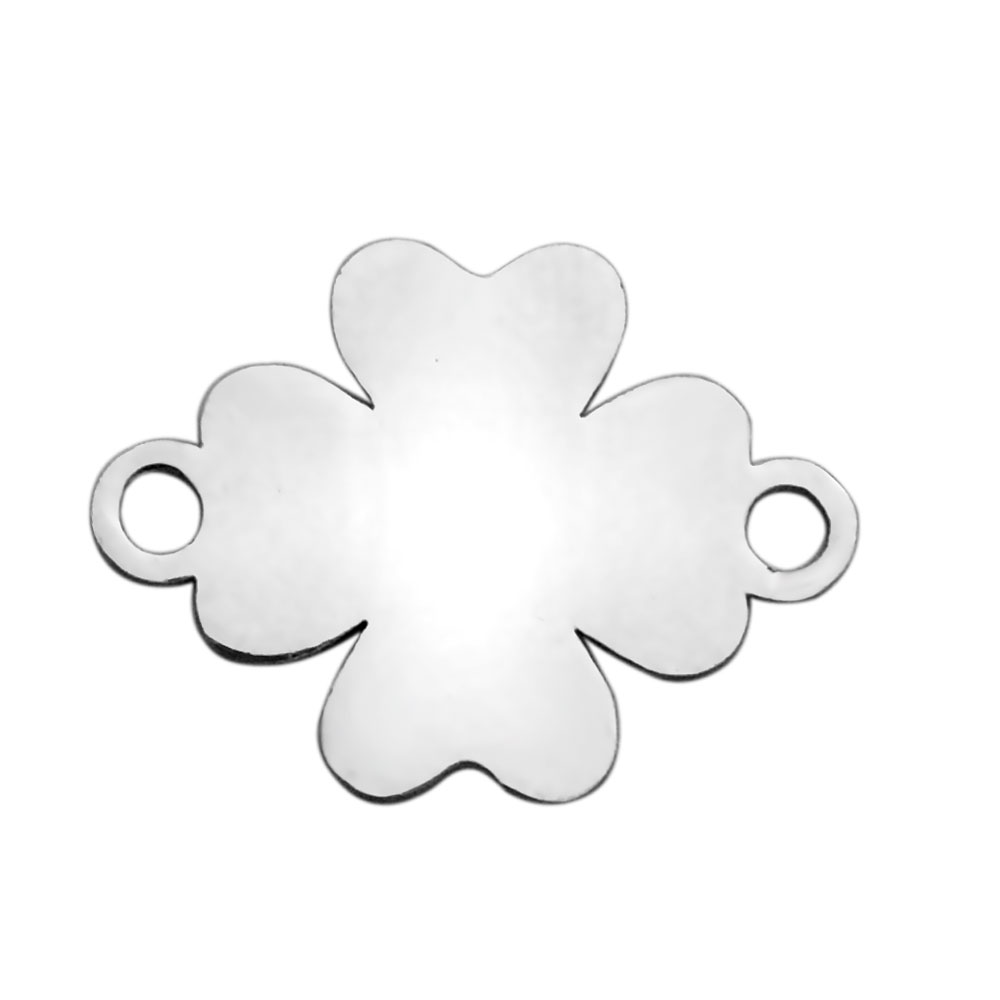 PandaHall 304 Stainless Steel Links, Clover, Stainless Steel Color, 15.5x11.2x1mm, Hole: 1mm Stainless Steel Clover