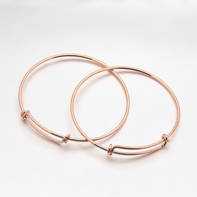 PandaHall Adjustable Brass Bangles Making, Rose Gold, 2-1/2"(64mm) Brass