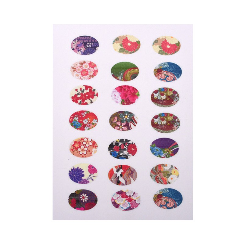 PandaHall DIY Scrapbooking Floral Pattern Design Non-Adhesive Stickers Collage Paper Sheets for Clear Oval Glass Cabochons, Mixed Color...