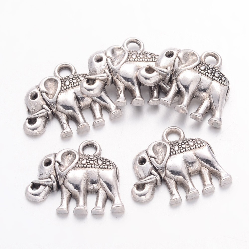 PandaHall Tibetan Style Pendants, Cadmium Free & Nickel Free & Lead Free, Elephant, Antique Silver, 17x13x3mm, Hole: 2mm Alloy Elephant