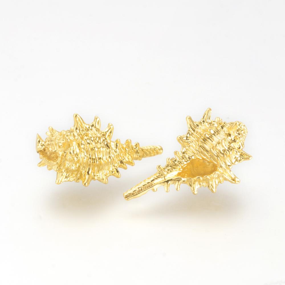 PandaHall Brass Pendants, Conch Shell, Golden, 21x11.5x8mm, Hole: 1mm Brass Shell