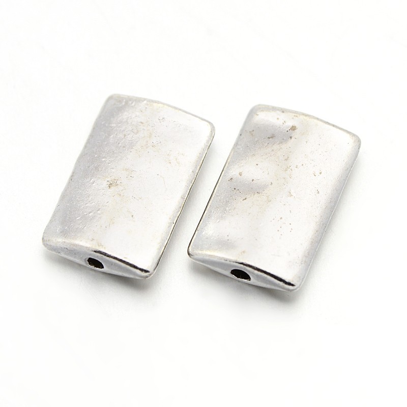 PandaHall Tibetan Silver Beads, Rectangle, Lead Free & Cadmium Free & Nickel Free, Silver Color, 17x10.5x3.5mm, hole: 2mm Alloy Rectangle