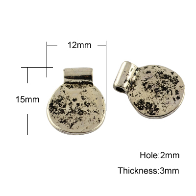 PandaHall Tibetan Style Charms Pendants, Lead Free, Flat Round, Antique Silver, 15x12x3mm, Hole: 2mm Alloy Flat Round