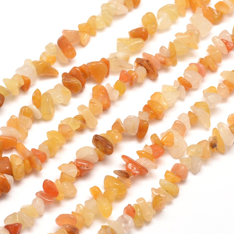 PandaHall Natural Yellow Jade Chip Bead Strands, 5~8x5~8mm, Hole: 1mm; about 31.5" Yellow Jade Chip