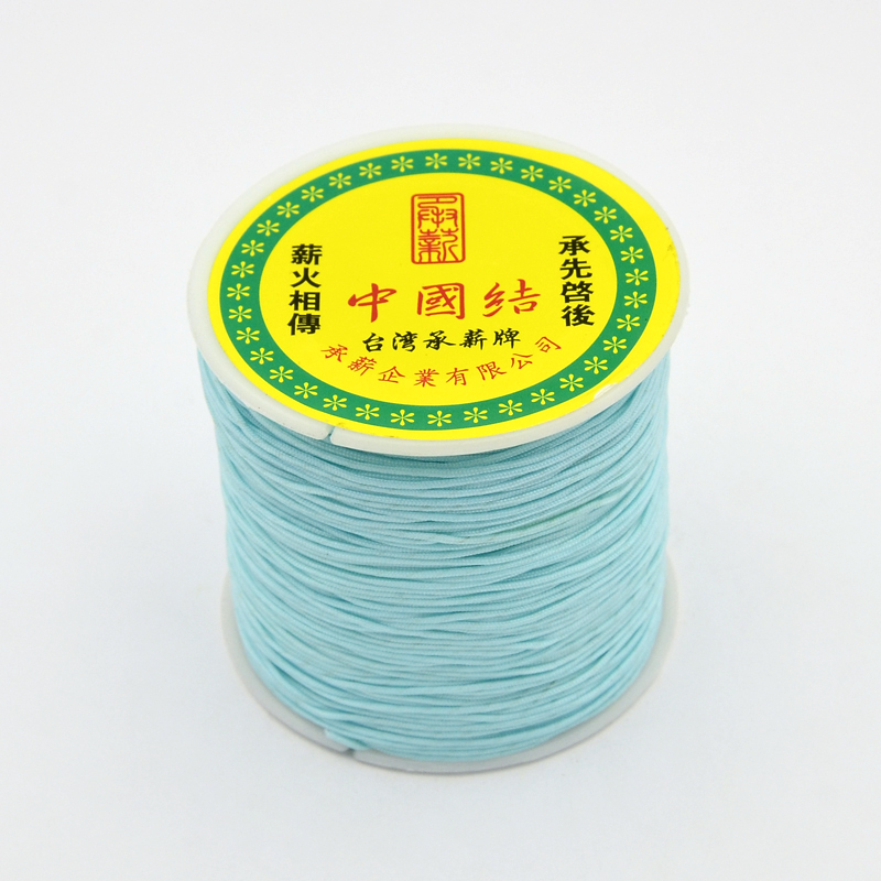 PandaHall Round String Thread Polyester Fibre Cords, LightBlue, 0.7mm, about 100m/roll Polyester Blue